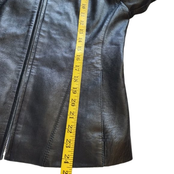 Boutique of Leathers Classic Leather Jacket Black Round Collar - Picture 13 of 13